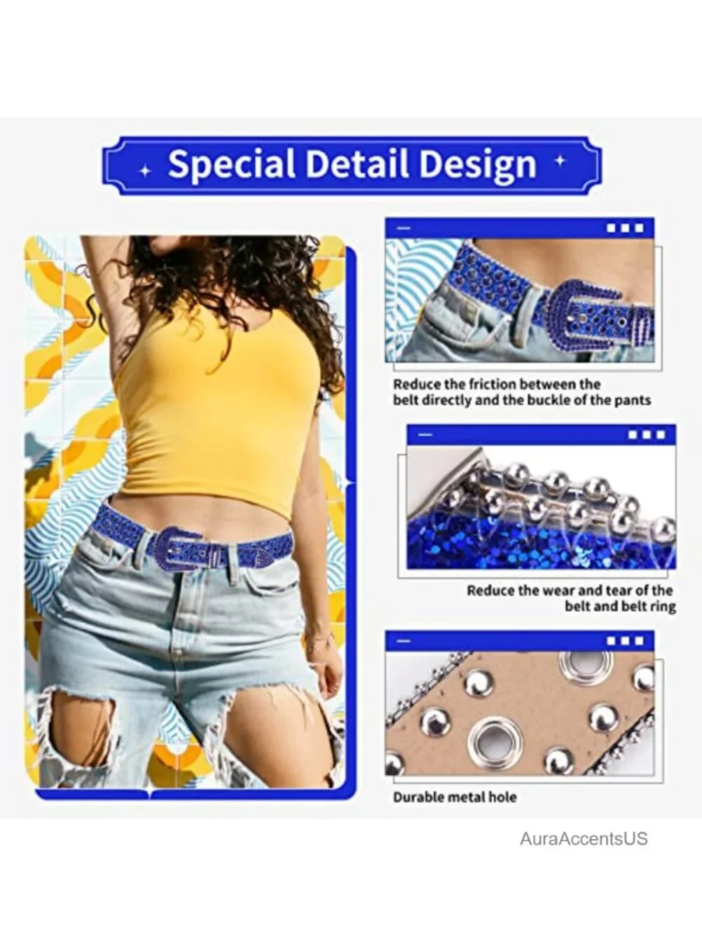 Rhinestone Western Belt Men Women Bling Crystal Diamond Studded Belts